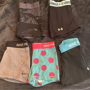 Nike pros and Under Armour spandex bundle